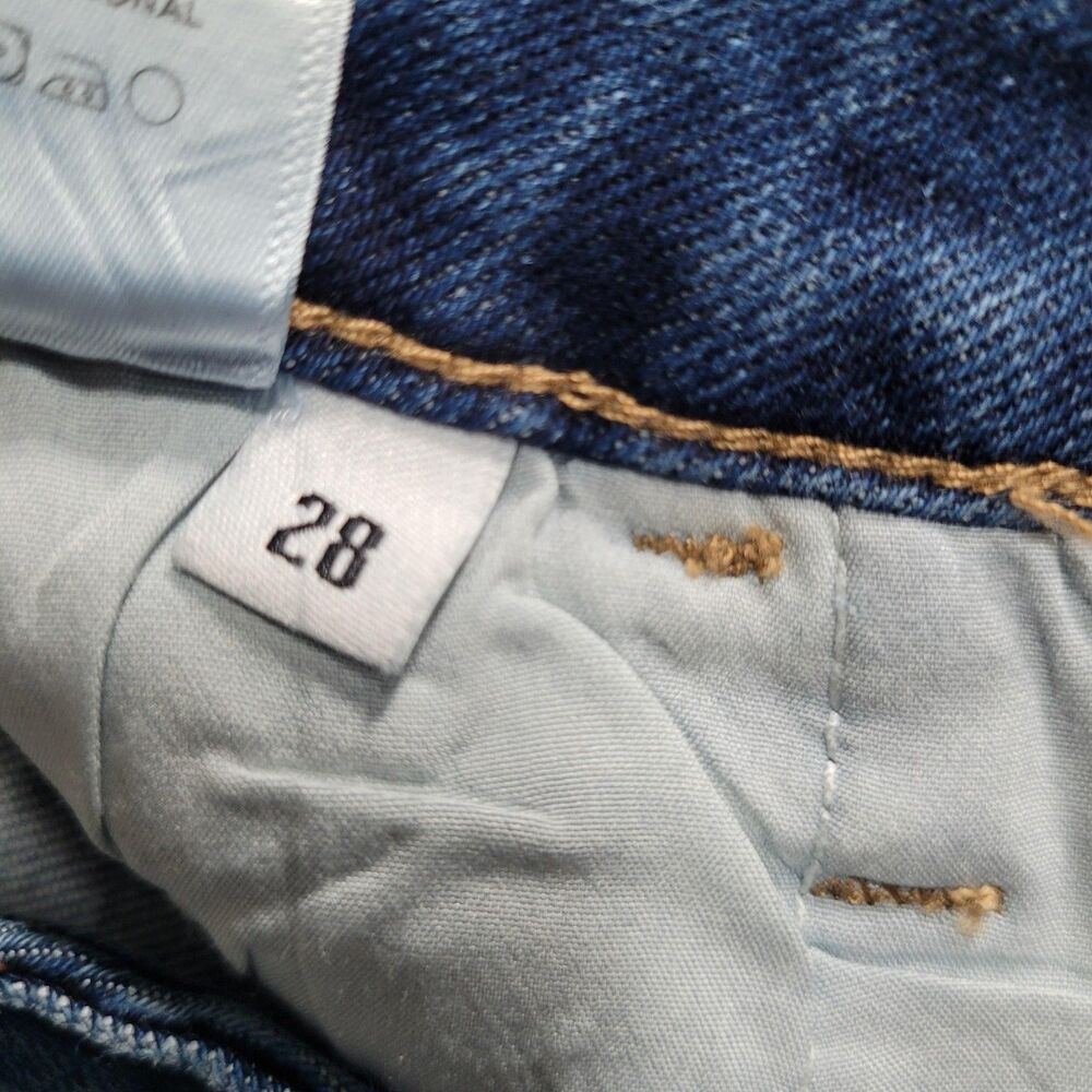 Oneso Wide Leg Jeans Womens 28 Blue Med Wash Relaxed Distressed Stretch Denim - Picture 4 of 10